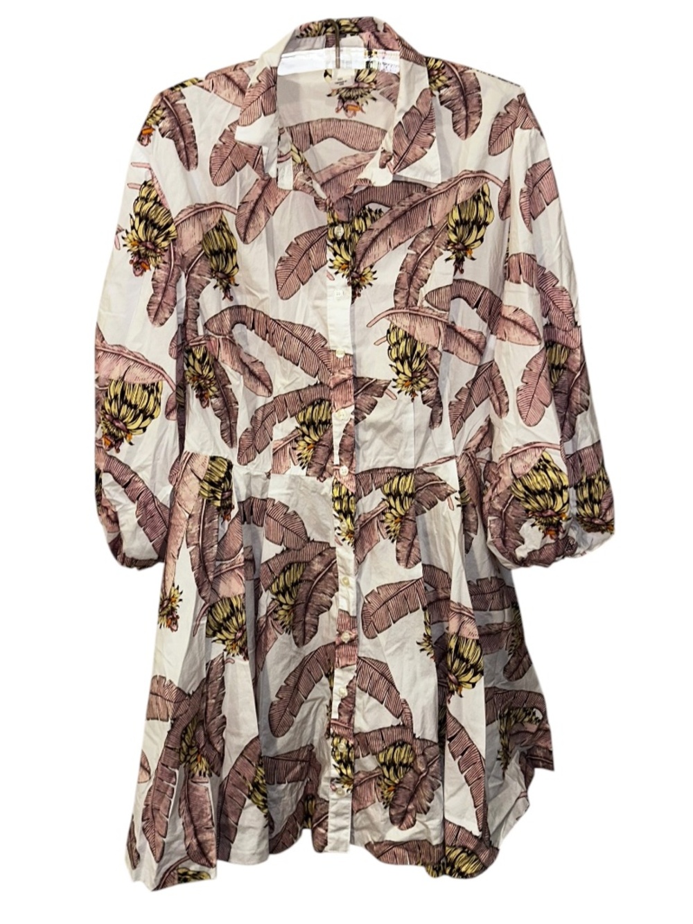 Desmond Dempsey H&M FABULOUS cotton tropical leaf print shirt dress S